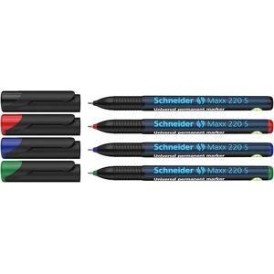 Schneider 220 S Universal-Marker (Permanent) 4er Etui schwarz/rot/blau/grün Schneider 220 S Universal-Marker (Permanent) 4er Etui schwarz/rot/blau/grün
