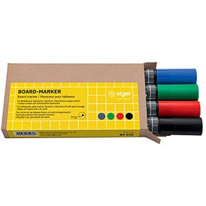 Sigel BA010 Board-Marker trocken und feucht abwischbar schwarz, blau, rot, grün Rundspitze 2-3 mm 4 Stück für weiße Glas-Magnettafeln, Whiteboards und Flipcharts Sigel BA010 Board-Marker trocken und feucht abwischbar schwarz, blau, rot, grün Rundspitze 2-3 mm 4 Stück für weiße Glas-Magnettafeln, Whiteboards und Flipcharts