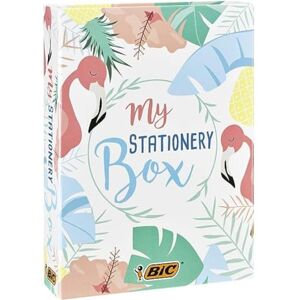 BIC Schreibwaren Set: 6 Kugelschreiber, 1 Notizbuch in DIN A5, 4 Textmarker, 10 Fineliner, 5 Permanent Marker, 1 Korrekturroller & 2 Haftzettelblöcke, My Stationary Box in Flamingo Design BIC Schreibwaren Set: 6 Kugelschreiber, 1 Notizbuch in DIN A5, 4 Textmarker, 10 Fineliner, 5 Permanent Marker, 1 Korrekturroller & 2 Haftzettelblöcke, My Stationary Box in Flamingo Design