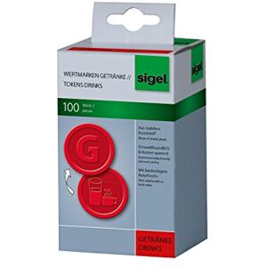 Sigel WM006 Wertmarken Chips / Pfandmarken Getränke, rot, 100 Stück Sigel WM006 Wertmarken Chips / Pfandmarken Getränke, rot, 100 Stück