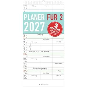 Alpha Planer für zwei 2027: Familienplaner 22x45 cm mit 3 Spalten, Schulferien, Feiertagen & Notizfeld, ideal für Paare oder kleine Haushalte Alpha Planer für zwei 2027: Familienplaner 22x45 cm mit 3 Spalten, Schulferien, Feiertagen & Notizfeld, ideal für Paare oder kleine Haushalte