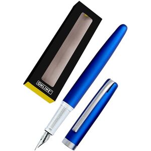 Online Füller Eleganza I Metall I Farbe Satin Blue I Federstärke M I Metallclip I inkl. Tintenpatrone blauschreibend I Füllhalter für Standard-Tintenpatronen in Geschenkverpackung Online Füller Eleganza I Metall I Farbe Satin Blue I Federstärke M I Metallclip I inkl. Tintenpatrone blauschreibend I Füllhalter für Standard-Tintenpatronen in Geschenkverpackung
