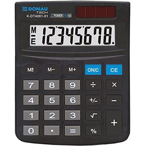 DONAU Tischrechner TECH/ K-DT4081-01 8-Stellig Wurzelfunktion/ 134x104x17mm/ Farbe: Schwarz/ Rechner mit 8-stelliger Anzeige/ Dual-Power Solar Batteriebetrieb / Kompaktes Design DONAU Tischrechner TECH/ K-DT4081-01 8-Stellig Wurzelfunktion/ 134x104x17mm/ Farbe: Schwarz/ Rechner mit 8-stelliger Anzeige/ Dual-Power Solar Batteriebetrieb / Kompaktes Design