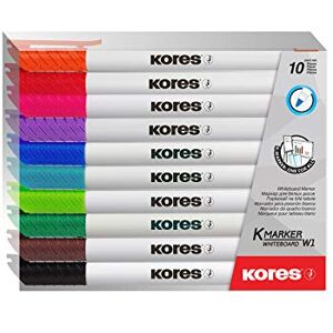 Kores K-Marker: Bunte Whiteboard Markerstifte mit dünner Spitze, trocken abwischbar und nahezu geruchslose Tinte, Schul- und Bürobedarf, Set aus 10 Sortierten Farben Kores K-Marker: Bunte Whiteboard Markerstifte mit dünner Spitze, trocken abwischbar und nahezu geruchslose Tinte, Schul- und Bürobedarf, Set aus 10 Sortierten Farben