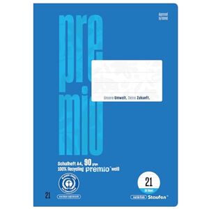 Staufen premio Schulheft 2 Hefte je 32 Blatt, DIN A4, Lineatur 21 (9mm liniert), 90 g/m² Recyclingpapier, runde Ecken verhindern „Eselsohren“ Staufen premio Schulheft 2 Hefte je 32 Blatt, DIN A4, Lineatur 21 (9mm liniert), 90 g/m² Recyclingpapier, runde Ecken verhindern „Eselsohren“