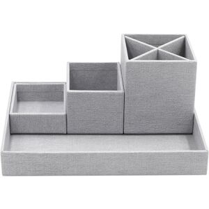 BIGSO BOX OF SWEDEN LENA Schreibtisch Organizer für Stifte, Büroklammern, Haftnotizen usw. – Sortierkasten mit 4 Fächern – Ordnungssystem aus Faserplatte und Papier in Leinenoptik – hellgrau BIGSO BOX OF SWEDEN LENA Schreibtisch Organizer für Stifte, Büroklammern, Haftnotizen usw. – Sortierkasten mit 4 Fächern – Ordnungssystem aus Faserplatte und Papier in Leinenoptik – hellgrau