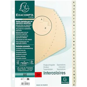 Exacompta 1126E 5er Pack Karton-Register A-Z für DIN A4 aus Karton 26-teilig volle Höhe 21 x 29,7 cm elfenbein mit bedruckten Taben Universallochung Trennblätter Trennstreifen Ordner-Register Exacompta 1126E 5er Pack Karton-Register A-Z für DIN A4 aus Karton 26-teilig volle Höhe 21 x 29,7 cm elfenbein mit bedruckten Taben Universallochung Trennblätter Trennstreifen Ordner-Register
