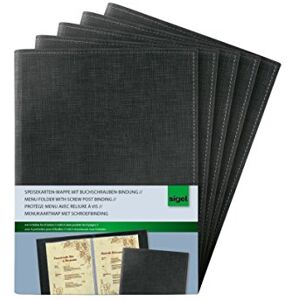 Sigel SM135/5 Speisekarten-Mappen / Dokumentenmappen mit Buchschrauben-Bindung für A5, 5-er Pack, schwarz mit edler Leinenstruktur, strapazierfähig und leicht abwischbar Sigel SM135/5 Speisekarten-Mappen / Dokumentenmappen mit Buchschrauben-Bindung für A5, 5-er Pack, schwarz mit edler Leinenstruktur, strapazierfähig und leicht abwischbar
