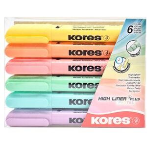 Kores High Liner Plus: Pastellfarbene Textmarker Stifte, Keilspitze und wasserbasierte Tinte, Schul- und Bürobedarf, Set von 6 Sortierten Farben Kores High Liner Plus: Pastellfarbene Textmarker Stifte, Keilspitze und wasserbasierte Tinte, Schul- und Bürobedarf, Set von 6 Sortierten Farben