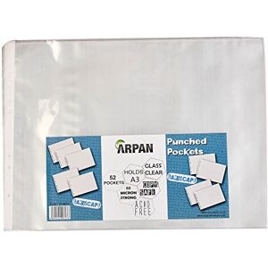 ARPAN Gelochte Klarsichthüllen, DIN A3 Querformat, säurefrei, 60 Mikron, durchsichtiger Kunststoff (Polyethylen), 52 Stück ARPAN Gelochte Klarsichthüllen, DIN A3 Querformat, säurefrei, 60 Mikron, durchsichtiger Kunststoff (Polyethylen), 52 Stück