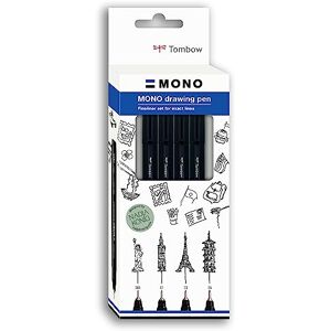 Tombow Fineliner MONO drawing pen, Fine Set, Pigmenttinte, Wasser- und Lichtresistent, zum Illustrieren und Zeichnen, Schwarz, 4er-Set, WS-EFL-H-F-4P Tombow Fineliner MONO drawing pen, Fine Set, Pigmenttinte, Wasser- und Lichtresistent, zum Illustrieren und Zeichnen, Schwarz, 4er-Set, WS-EFL-H-F-4P