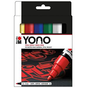 Marabu 1240000004002 YONO Marker Set mit 6 Farben, vielseitige Acrylstifte mit japanischer Rundspitze 1,5 3 mm, wasserbasiert, lichtecht und wasserfest, für nahezu alle Untergründe Marabu 1240000004002 YONO Marker Set mit 6 Farben, vielseitige Acrylstifte mit japanischer Rundspitze 1,5 3 mm, wasserbasiert, lichtecht und wasserfest, für nahezu alle Untergründe