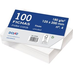 DOHE Glatte Karteikarten aus Karton (100 Stück) Karten zum Schreiben von Notizen, Größe 20 x 12,5 cm, 180 g/Nr. 4, Büromaterial Weiß DOHE Glatte Karteikarten aus Karton (100 Stück) Karten zum Schreiben von Notizen, Größe 20 x 12,5 cm, 180 g/Nr. 4, Büromaterial Weiß
