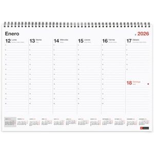 Miquelrius Basic-Wochenkalender 2026, Tischplaner, A3 (420 x 296 mm), mit Notizfeld, Wochenansicht, Doppelspiralbindung, Spanisch Miquelrius Basic-Wochenkalender 2026, Tischplaner, A3 (420 x 296 mm), mit Notizfeld, Wochenansicht, Doppelspiralbindung, Spanisch