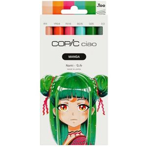 Copic Ciao MANGA Set Nami, Marker Set mit 5 leuchtenden Grün- und Blautönen inkl. 1 Multiliner 0,3 mm in Grün, Twin Marker mit einer mittelbreiten und einer Brush Spitze Copic Ciao MANGA Set Nami, Marker Set mit 5 leuchtenden Grün- und Blautönen inkl. 1 Multiliner 0,3 mm in Grün, Twin Marker mit einer mittelbreiten und einer Brush Spitze