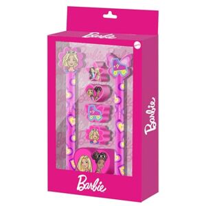 KARACTERMANIA Barbie Mix-Set mit Radierbarer Gelstift + Ewiger Bleistift + 4 Radiergummis + Anspitzer, Rosa, 14 x 23 cm KARACTERMANIA Barbie Mix-Set mit Radierbarer Gelstift + Ewiger Bleistift + 4 Radiergummis + Anspitzer, Rosa, 14 x 23 cm