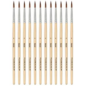 Idena 90089 Haarpinsel, Größe 6, mit unlackiertem Holzstiel, 12er Set, Malpinsel für Schulkinder Hobbykünstler Idena 90089 Haarpinsel, Größe 6, mit unlackiertem Holzstiel, 12er Set, Malpinsel für Schulkinder Hobbykünstler
