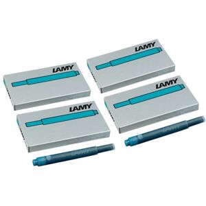 Lamy T10 4er Set Tintenpatronen mit großem Tintenvorrat geeignet für alle Patronenfüllhaltermodelle Inhalt 1,25ml je Patrone 5 Stück pro Päckchen Tintenfarbe türkis Lamy T10 4er Set Tintenpatronen mit großem Tintenvorrat geeignet für alle Patronenfüllhaltermodelle Inhalt 1,25ml je Patrone 5 Stück pro Päckchen Tintenfarbe türkis