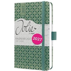 Sigel 7J134 Wochenkalender 2027 A6 grün, Hardcover, Gummiband, Stiftschlaufe, Einstecktasche, 174 Seiten, vegan, Buchkalender, Terminplaner Taschenkalender Jolie Sigel 7J134 Wochenkalender 2027 A6 grün, Hardcover, Gummiband, Stiftschlaufe, Einstecktasche, 174 Seiten, vegan, Buchkalender, Terminplaner Taschenkalender Jolie