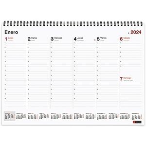 Miquelrius Wochenplaner 2024 Basic, Wochenplaner für den Schreibtisch, A3, 420 x 296 mm, mit Notizfeld, Doppelspiralbindung, Spanisch Miquelrius Wochenplaner 2024 Basic, Wochenplaner für den Schreibtisch, A3, 420 x 296 mm, mit Notizfeld, Doppelspiralbindung, Spanisch
