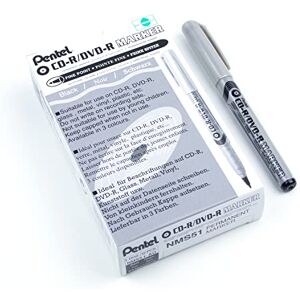 Pentel CD/DVD Permanentmarker, schwarze Tinte, 12 Stück Pentel CD/DVD Permanentmarker, schwarze Tinte, 12 Stück
