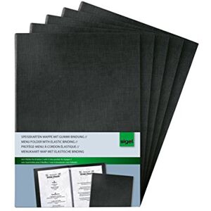 Sigel SM115/5 Speisekarten-Mappen / Präsentationsmappen mit Gummi-Bindung für A5, 5-er Pack, schwarz mit edler Leinenstruktur, strapazierfähig und leicht abwischbar Sigel SM115/5 Speisekarten-Mappen / Präsentationsmappen mit Gummi-Bindung für A5, 5-er Pack, schwarz mit edler Leinenstruktur, strapazierfähig und leicht abwischbar
