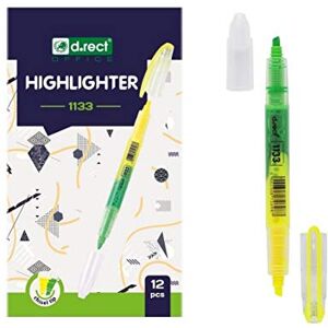 D.RECT 1133 Textmarker mit Schrägkeilspitze Doppelspitzen-Highlighter Gelb Grün x 12 Stück 110725 D.RECT 1133 Textmarker mit Schrägkeilspitze Doppelspitzen-Highlighter Gelb Grün x 12 Stück 110725