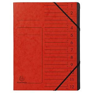 Exacompta 541205E Premium Ordnungsmappe geheftet. Aus extra starkem Colorspan-Karton DIN A4 12 schwarze Fächer und 2 Gummizüge mit Organisationsdruck Ringmappe Register-Mappe rot Exacompta 541205E Premium Ordnungsmappe geheftet. Aus extra starkem Colorspan-Karton DIN A4 12 schwarze Fächer und 2 Gummizüge mit Organisationsdruck Ringmappe Register-Mappe rot