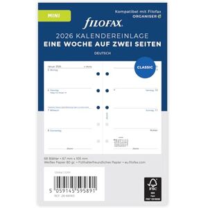 Filofax Kalender Mini 1 Woche auf 2 Seiten (deutsch)2026 Filofax Kalender Mini 1 Woche auf 2 Seiten (deutsch)2026