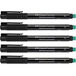 Faber-Castell 205018 Marker Multimark F 151399, permanent, schwarz, 5 Stück Faber-Castell 205018 Marker Multimark F 151399, permanent, schwarz, 5 Stück