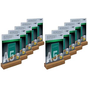 Sigel TA254 Tischaufsteller A5 hoch, mit Eichenholz-Sockel, 10er Pack, glasklares Acryl, Holz FSC-zertifiziert, Werbeaufsteller Sigel TA254 Tischaufsteller A5 hoch, mit Eichenholz-Sockel, 10er Pack, glasklares Acryl, Holz FSC-zertifiziert, Werbeaufsteller