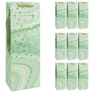 Idena 30375-10 Flaschentaschen Dot, 10 Stück, Geschenktüten in der Größe 12 x 9 x 35 cm, Papiertüten in Mint-Grün mit goldenen Punkten Idena 30375-10 Flaschentaschen Dot, 10 Stück, Geschenktüten in der Größe 12 x 9 x 35 cm, Papiertüten in Mint-Grün mit goldenen Punkten