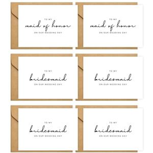 GroomBrideGifts 6 Stück Brautjungfern-Antragskarten mit Umschlägen, 4 Stück To My Bridesmaid On Our Wedding Day Karten und 2 Stück To My Maid Of Honor On Our Wedding Day-Karten (Brautjungfer – 6 GroomBrideGifts 6 Stück Brautjungfern-Antragskarten mit Umschlägen, 4 Stück To My Bridesmaid On Our Wedding Day Karten und 2 Stück To My Maid Of Honor On Our Wedding Day-Karten (Brautjungfer – 6