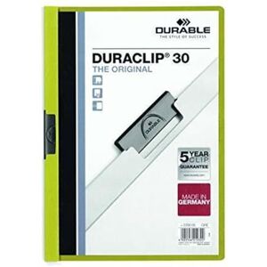 Durable DOSSIER Clip DuraclIP PVC A4 2200 Metallklammer 30h Hellgrün Durable DOSSIER Clip DuraclIP PVC A4 2200 Metallklammer 30h Hellgrün