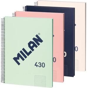 MILAN ® Packung mit 4 Notizbüchern A4, Hardcover, kariertes Papier (5 x 5 mm), 80 Blatt à 95 g/m², Gummi-Kollektion 430 MILAN ® Packung mit 4 Notizbüchern A4, Hardcover, kariertes Papier (5 x 5 mm), 80 Blatt à 95 g/m², Gummi-Kollektion 430