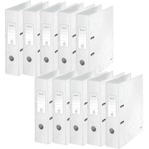 Leitz Qualitäts-Ordner 180°, 10er Pack, A4, 8 cm Rückenbreite, laminierte Graupappe, Weiß, WOW Serie, Design kann variieren, 10050001 Leitz Qualitäts-Ordner 180°, 10er Pack, A4, 8 cm Rückenbreite, laminierte Graupappe, Weiß, WOW Serie, Design kann variieren, 10050001