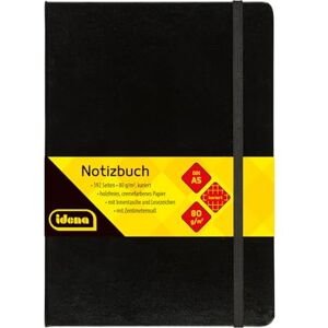Idena 209281 Notizbuch DIN A5, kariert, Papier cremefarben, 192 Seiten, 80 g/m², Hardcover in Schwarz Idena 209281 Notizbuch DIN A5, kariert, Papier cremefarben, 192 Seiten, 80 g/m², Hardcover in Schwarz