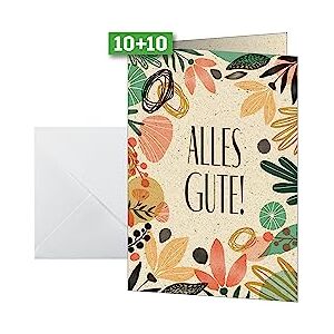 Sigel DS612 Glückwunschkarten Geburtstagskarten "Alles Gute", A6, 10er Set mit Umschlägen, aus nachhaltigem Graspapier , ideal zum Bedrucken, aus nachhaltigem Papier Sigel DS612 Glückwunschkarten Geburtstagskarten "Alles Gute", A6, 10er Set mit Umschlägen, aus nachhaltigem Graspapier , ideal zum Bedrucken, aus nachhaltigem Papier