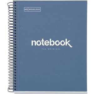 Miquelrius Notizbuch A5 Notebook, 1 farbiger Streifen, 80 Blatt mit raster 5 x 5 mm, Papier 90 g/m² mikroperforiert mit 2 Bohrungen für 2 Ringe, Einband aus Karton, Farbe Marineblau Miquelrius Notizbuch A5 Notebook, 1 farbiger Streifen, 80 Blatt mit raster 5 x 5 mm, Papier 90 g/m² mikroperforiert mit 2 Bohrungen für 2 Ringe, Einband aus Karton, Farbe Marineblau