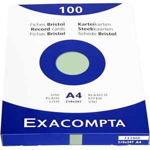 Exacompta 13346E Packung (mit 100 Karteikarten, ungelocht DIN A4, 210 x 297 mm, 205 g, blanko, ideal für die Schule) 1er Pack grün Exacompta 13346E Packung (mit 100 Karteikarten, ungelocht DIN A4, 210 x 297 mm, 205 g, blanko, ideal für die Schule) 1er Pack grün