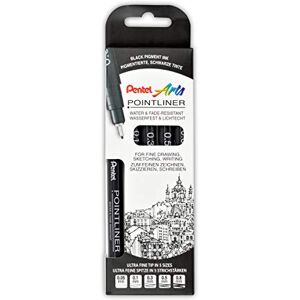 Pentel Pointliner S20P-5, 5er Set Fineliner, schwarz, wasserfest und lichtecht, 0,05-0,8 mm Pentel Pointliner S20P-5, 5er Set Fineliner, schwarz, wasserfest und lichtecht, 0,05-0,8 mm