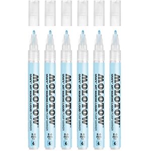 Molotow Masking Liquide Pump Marker 2 mm (Stift mit Maskierflüssigkeit, rückstandslos entfernbar, für fast alle Untergründe) blau abgetönt, 6 Stück Molotow Masking Liquide Pump Marker 2 mm (Stift mit Maskierflüssigkeit, rückstandslos entfernbar, für fast alle Untergründe) blau abgetönt, 6 Stück