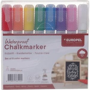 Europel Kreidemarker Set 8 Farben, 6 mm Spitze wasserfest – Kreidestifte für Fenster Tafeln Schilder Glas, professionelle Chalk Marker für Gastronomie Büro Schule Innen und Außenbereich Europel Kreidemarker Set 8 Farben, 6 mm Spitze wasserfest – Kreidestifte für Fenster Tafeln Schilder Glas, professionelle Chalk Marker für Gastronomie Büro Schule Innen und Außenbereich