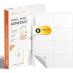 OFITURIA A4-Bögen mit weißen selbstklebenden Etiketten, Erstellen Sie Ihre eigenen individuellen, Sicherer selbstklebender A4-Papier, Selbstklebendes Etikett zum Bedrucken (8 pro Blatt, 100 Bögen) OFITURIA A4-Bögen mit weißen selbstklebenden Etiketten, Erstellen Sie Ihre eigenen individuellen, Sicherer selbstklebender A4-Papier, Selbstklebendes Etikett zum Bedrucken (8 pro Blatt, 100 Bögen)