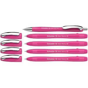 Schneider 150265 Slider Memo XB und Slider Rave XB Kugelschreiber (Gehäusefarbe: power pink, Schreibfarbe: blau) 4+1 Stück Schneider 150265 Slider Memo XB und Slider Rave XB Kugelschreiber (Gehäusefarbe: power pink, Schreibfarbe: blau) 4+1 Stück
