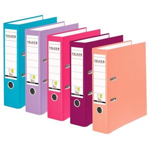 FALKEN 5er Pack PP-Color Ordner, Made in Germany, 8 cm breit DIN A4 farbig sortiert Pastell Vegan Kunststoffbezug außen, Papierbezug innen, mit austauschbarem Rückenschild FALKEN 5er Pack PP-Color Ordner, Made in Germany, 8 cm breit DIN A4 farbig sortiert Pastell Vegan Kunststoffbezug außen, Papierbezug innen, mit austauschbarem Rückenschild