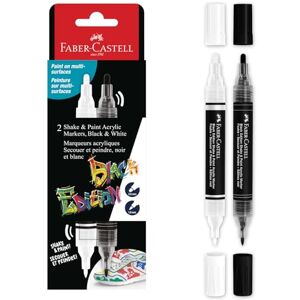 Faber-Castell 285503 Black Edition Shake & Paint Acrylmarker, 2er-Set, Dualspitze 3 mm & 1 mm, wasserfest, geeignet für verschiedene Oberflächen, lebendige, langanhaltende Farben Faber-Castell 285503 Black Edition Shake & Paint Acrylmarker, 2er-Set, Dualspitze 3 mm & 1 mm, wasserfest, geeignet für verschiedene Oberflächen, lebendige, langanhaltende Farben