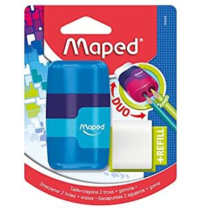 Maped 2in1 Radier/ Anspitzer CONNECT, 2-Loch für dicke und dünne Stifte, nachfüllbar, inkl. Ersatz-Radierer grün, blau, pink zufällige Farbauswahl Maped 2in1 Radier/ Anspitzer CONNECT, 2-Loch für dicke und dünne Stifte, nachfüllbar, inkl. Ersatz-Radierer grün, blau, pink zufällige Farbauswahl
