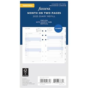 Filofax Persönlicher Monat auf zwei Seiten, englisches Blockformat, Reiter 2025 Filofax Persönlicher Monat auf zwei Seiten, englisches Blockformat, Reiter 2025