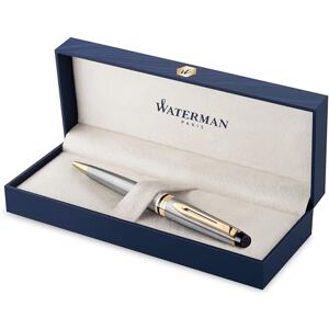 Waterman Expert Kugelschreiber Edelstahl mit Zierteile aus 23 K Gold Mittlere Spitze Blaue Tinte Geschenkbox Waterman Expert Kugelschreiber Edelstahl mit Zierteile aus 23 K Gold Mittlere Spitze Blaue Tinte Geschenkbox